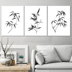 floral line 3 piece wall art print minimalist flower line art abstract modern wall decor extra large set of 3 poster bed