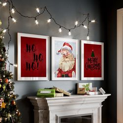 gallery set of 3 christmas wall art, christmas decorations, christmas printable wall art, xmas printable home decor, tre