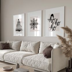 gallery set of 3 christmas wall art, christmas decorations, christmas printable wall art, xmas printable home decor, tre