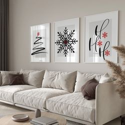 gallery set of 3 christmas wall art, christmas decorations, christmas printable wall art, xmas printable home decor, tre