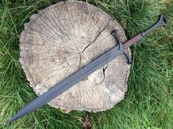 custom d2 steel hand forged sword with g-10 micarta handle and black leather sheath