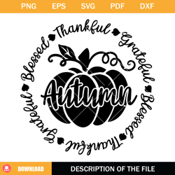 autumn pumpkin svg, thanksgiving svg, grateful svg, blessed