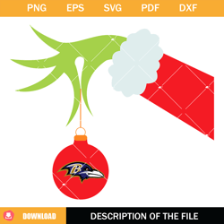 baltimore ravens grinch hand holding christmas svg