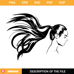 beautiful girl long hair svg, flying hair svg, long hair svg