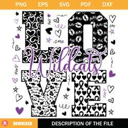 love wildcats svg, wildcats mascot svg, cheerleader svg