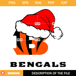 cincinnati bengals christmas svg, nfl christmas logo svg, bengals santa hat svg,nfl svg, nfl foodball