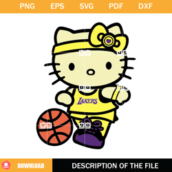 hello kitty los angeles lakers svg, lakers kawaii kitty svg, kitty lakers svg,nfl svg, nfl foodball