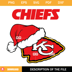 kansas city chiefs christmas svg, nfl christmas logo svg, chiefs nfl santa hat svg,nfl svg, nfl foodball