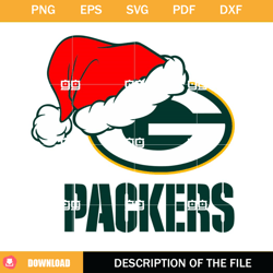 green bay packers christmas svg, nfl christmas logo svg, packers santa hat svg,nfl svg, nfl foodball