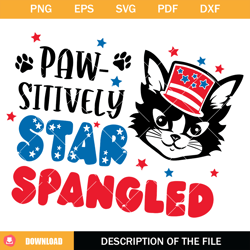 pawsitively star spangled svg, red white meow svg, america
