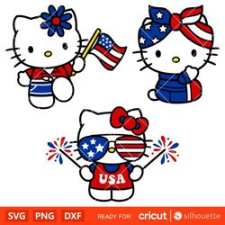 patriotic hello kitty bundle svg, sanrio svg, hello kitty svg, kawaii svg