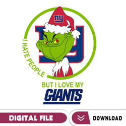 grinch santa christmas svg, i hate people but i love my giants svg, new york giants svg, nfl teams svg, digital download