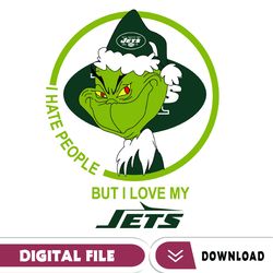 grinch santa christmas svg, i hate people but i love my jets svg, new york jets svg, nfl teams svg, digital download