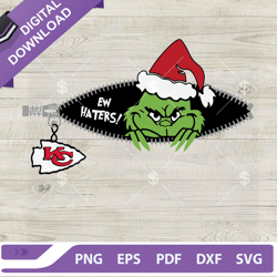 Ew Haters Grinch Christmas KC Chiefs SVG, The Grinch KC Chiefs SVG, Chiefs Grinch,NFL svg, Football svg, super bowl svg