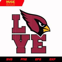 arizona cardinals love svg, nfl svg, eps, dxf, png, digital file