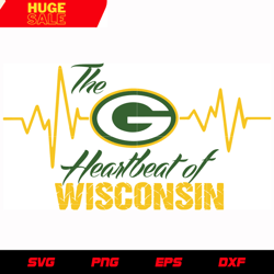 green bay packers heartbeat svg, nfl svg, eps, dxf, png, digital file