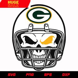 green bay packers skull svg, nfl svg, eps, dxf, png, digital file