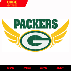 green bay packers wings svg, nfl svg, eps, dxf, png, digital file