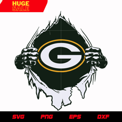 green bay packers  torn shirt svg, nfl svg, eps, dxf, png, digital file