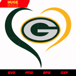 green bay packers heart svg, nfl svg, eps, dxf, png, digital file