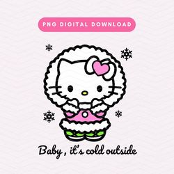 baby, its cold outside png, cute christmas sublimation graphic, pink christmas png, christmas kawaii kitty png