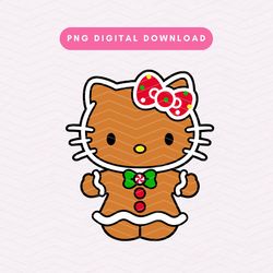 christmas kawaii kitty png, cute christmas sublimation graphic, christmas clipart, gingerbread kawaii kitty png, gingerb