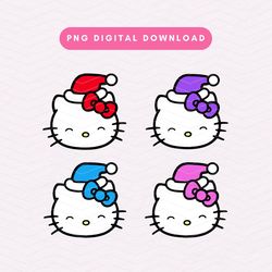 christmas kawaii kitty png, cute christmas sublimation graphic, kawaii kitty santa png, christmas digital download 1