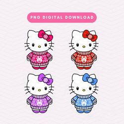 christmas sweater kitty png, christmas kawaii kitty png, ugly christmas sweater sublimation graphic, kitty with sweater