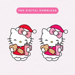 concha kawaii kitty png, boujee christmas kitty png, cute christmas sublimation graphic, christmas kitty clipart bundle