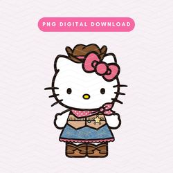 cowgirl kawaii kitty png, trendy western kawaii kitty png, western cowgirl sublimation graphic, digital download