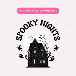 spooky nights png, spooky haunted house png, halloween sublimation graphic