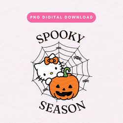 spooky season png, pumpkin kawaii kitty png, cute halloween sublimation graphic, digital download
