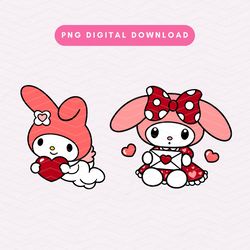 valentines day kawaii bunny png, kawaii bunny png, valentines day melody png bundle, kawaii cupid sublimation graphic