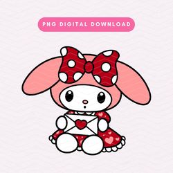 valentines day kawaii bunny png, kawaii bunny png, valentines day melody png, kawaii cupid sublimation graphic