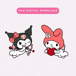 valentines day kawaii characters png, kawaii bunny png, valentines day png bundle, kawaii cupid sublimation graphics