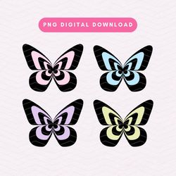 y2k multicolored butterflies png, trendy y2k butterfly png, butterflies sublimation graphic