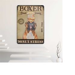 boxer with donut dog pet vintage poster, boxer