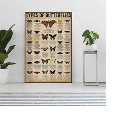 types of butterflies poster, butterfly lover gift, butterfly