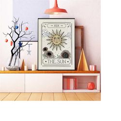 the sun tarot card print, tarot card poster,