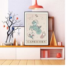 bohe constellation capricorn vintage poster, capricorn zodiac art