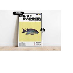 aquarium fish poster, mirabilis eartheater aquarium poster, fish