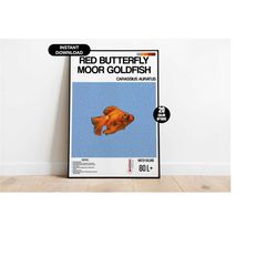 aquarium fish poster, red butterfly moor goldfish aquarium