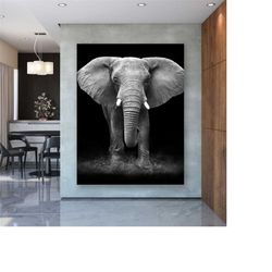 elephant canvas print - black and white elephant