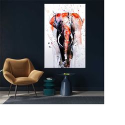 watercolor elephant wall art, elephant wall art, elephant
