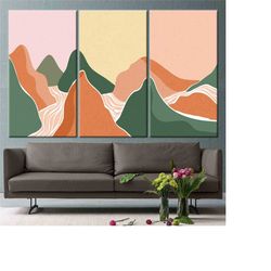 abstract mountain landscape, mountain drawing print, mountain canvas,