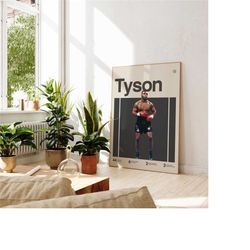 mike tyson inspired poster, boxing art print, mid-century