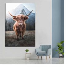 highland cow canvas print - highland cow wall