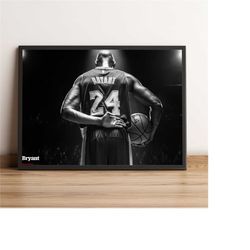 kobe bryant poster, basketball wall art, black mamba