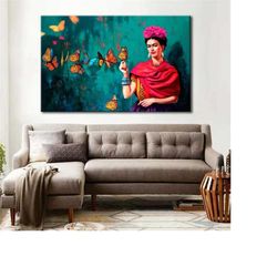 frida kahlo butterfly canvas print - frida kahlo