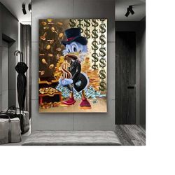 duck and dollar canvas print - mcduck and